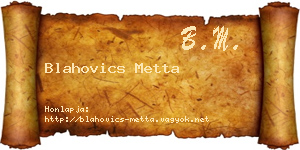 Blahovics Metta névjegykártya